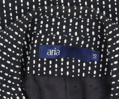 Aria Womens Black Polka Dot Cotton Lined Two Button Blazer Size 18