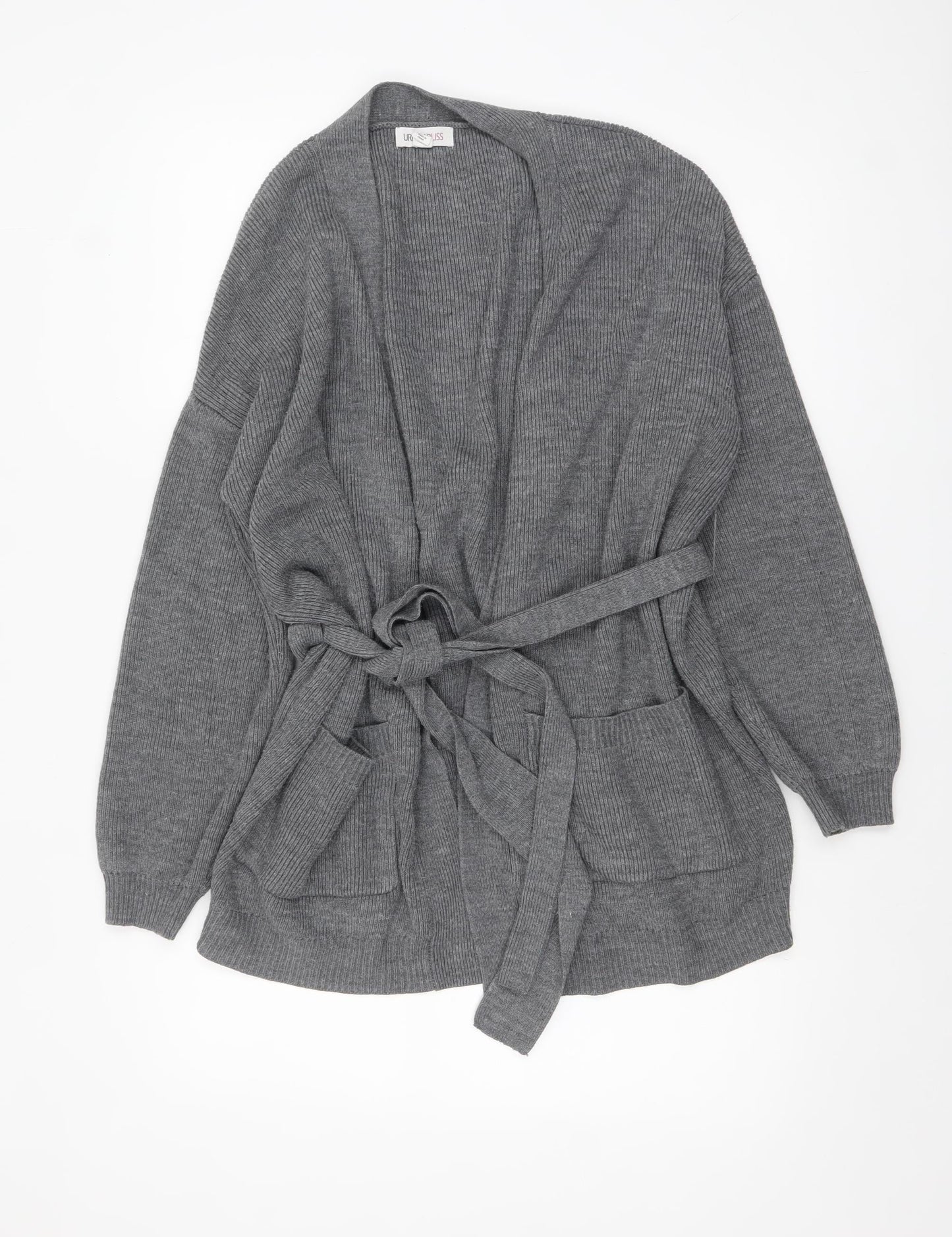 Urban Bliss Women's Grey Knit Belted Cardigan UK 10