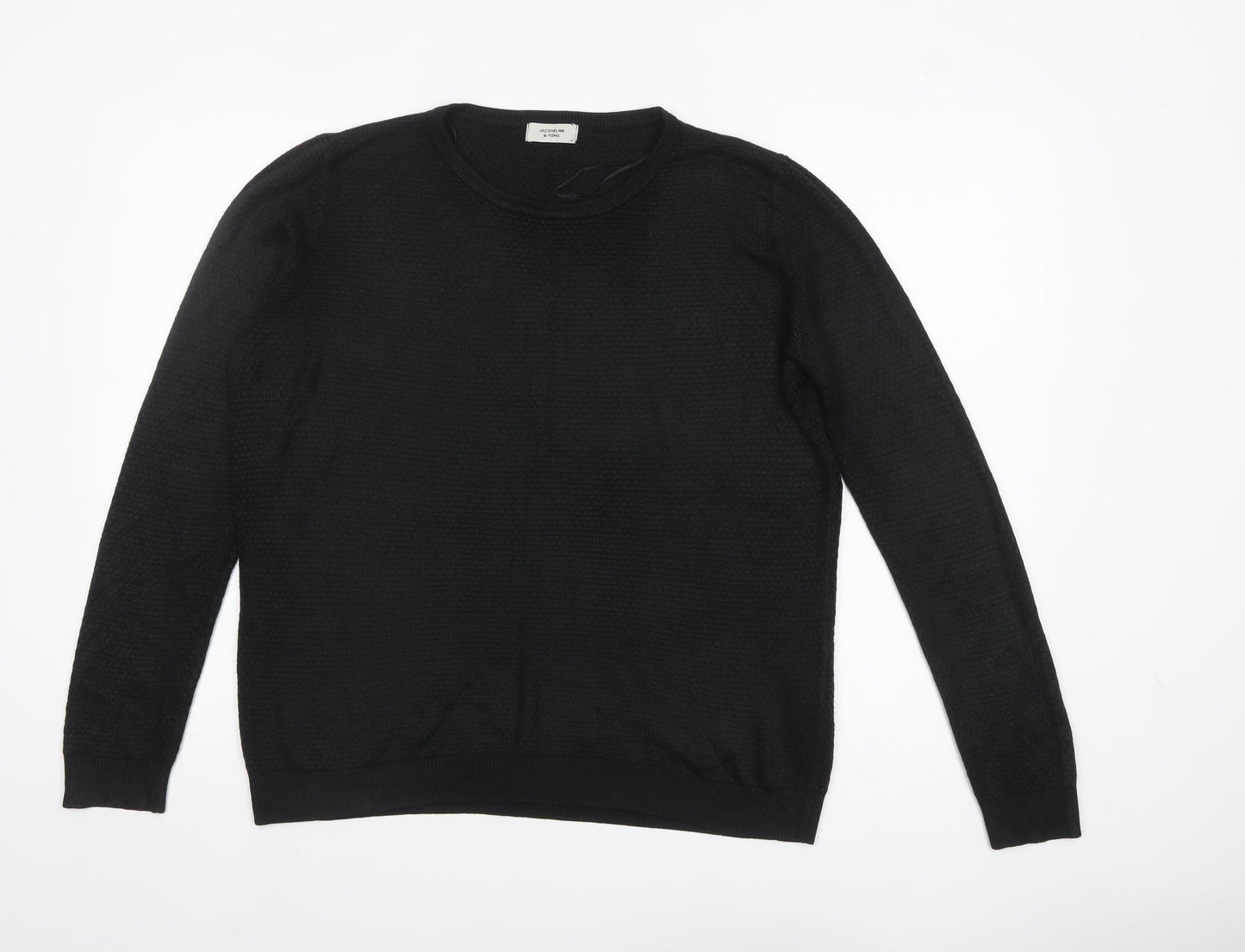 Jacqueline de Yong Women's Black Knit Crew Neck Jumper Size M