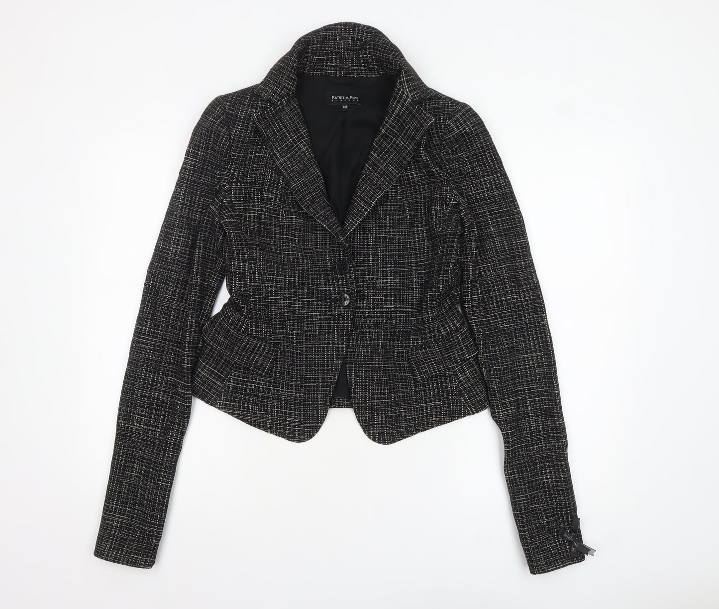 Patrizia Pepe Women’s Black Check Tweed Wool Blazer Size 16
