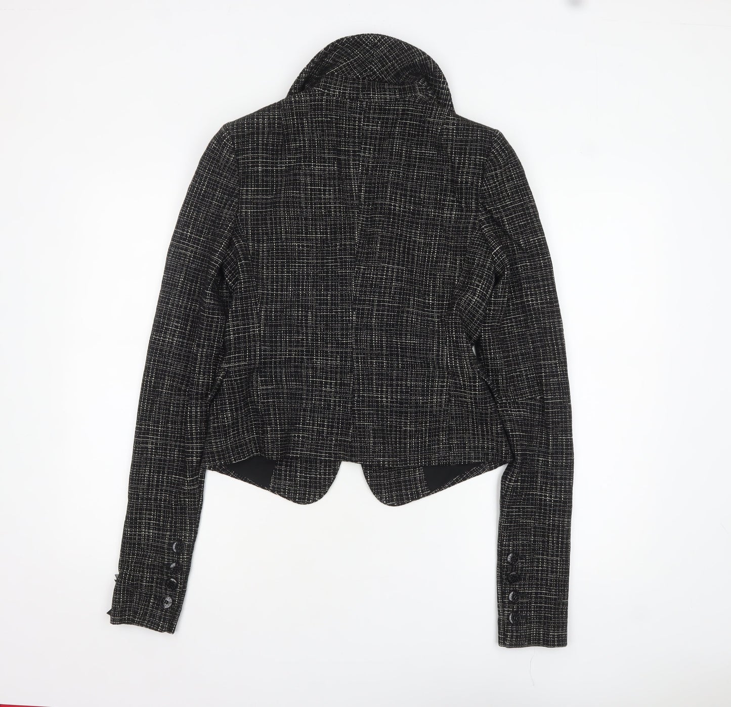 Patrizia Pepe Women’s Black Check Tweed Wool Blazer Size 16
