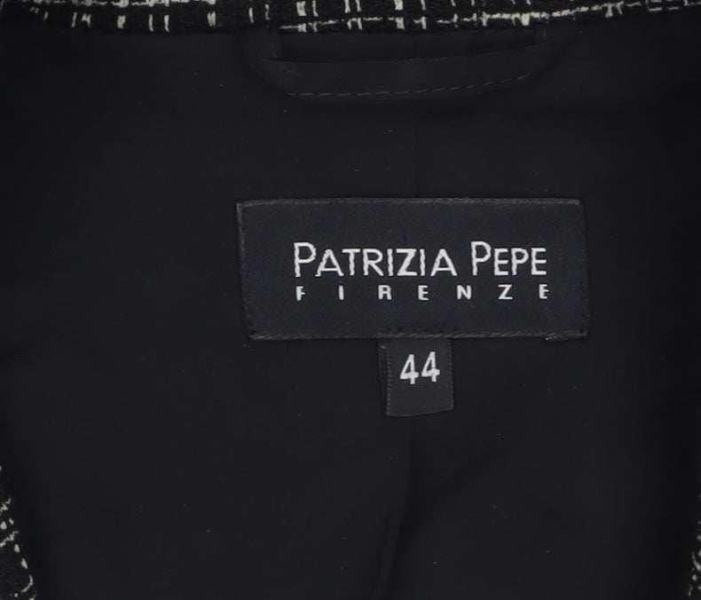 Patrizia Pepe Women’s Black Check Tweed Wool Blazer Size 16