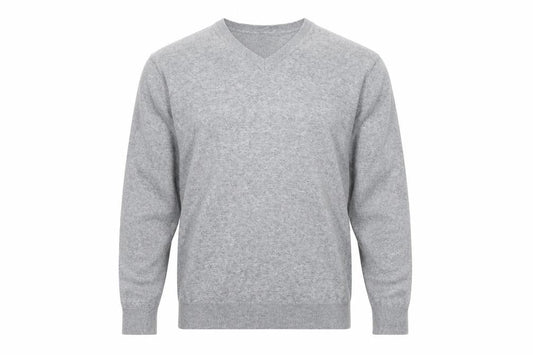 Next Men’s Grey V-Neck Cotton Jumper M Classic Knit Pullover