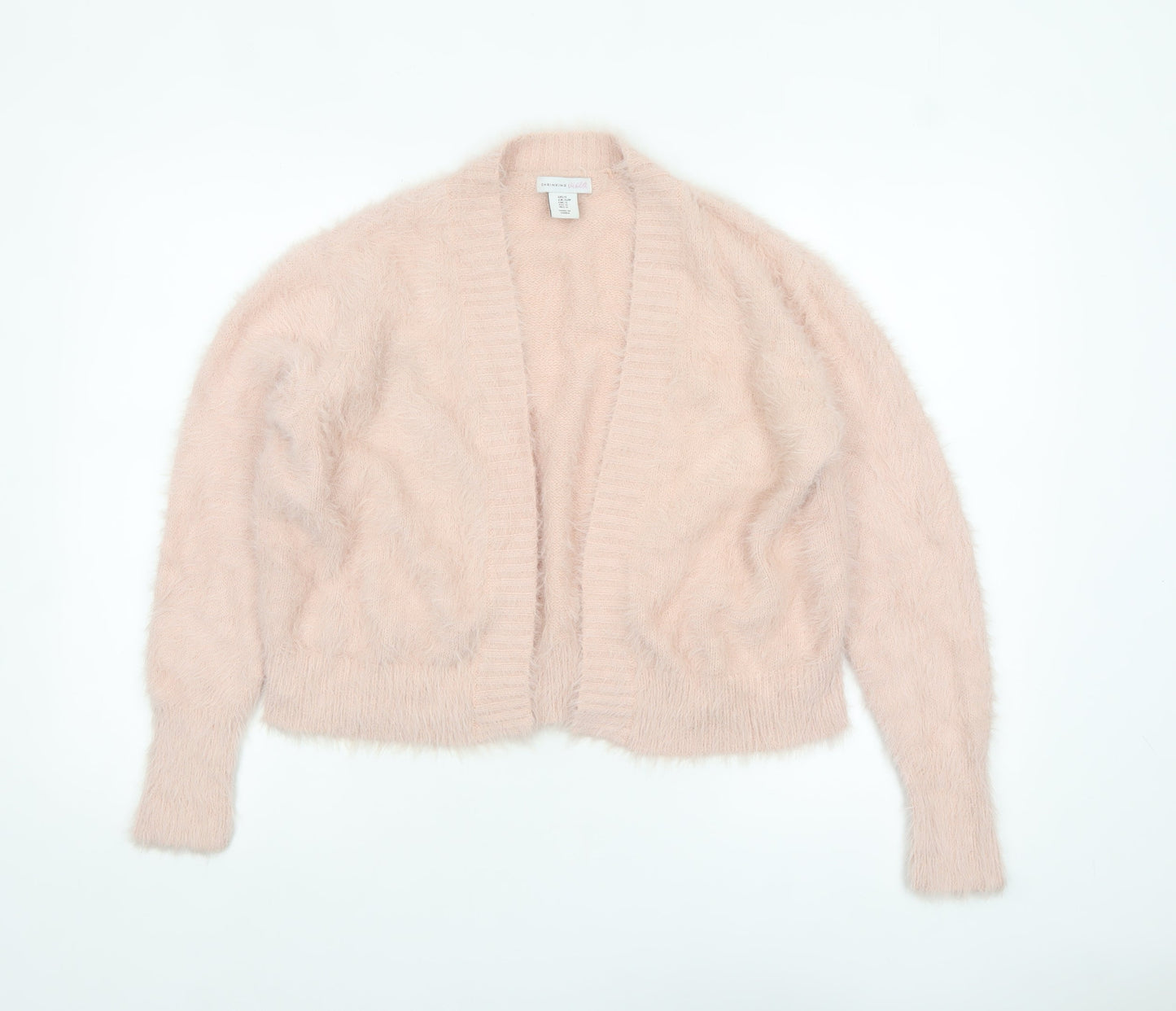 Shrinking Violet Womens Pink Fuzzy Knit Open Cardigan Size S