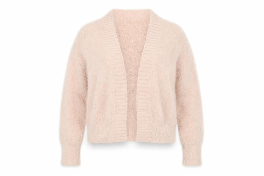 Shrinking Violet Womens Pink Fuzzy Knit Open Cardigan Size S