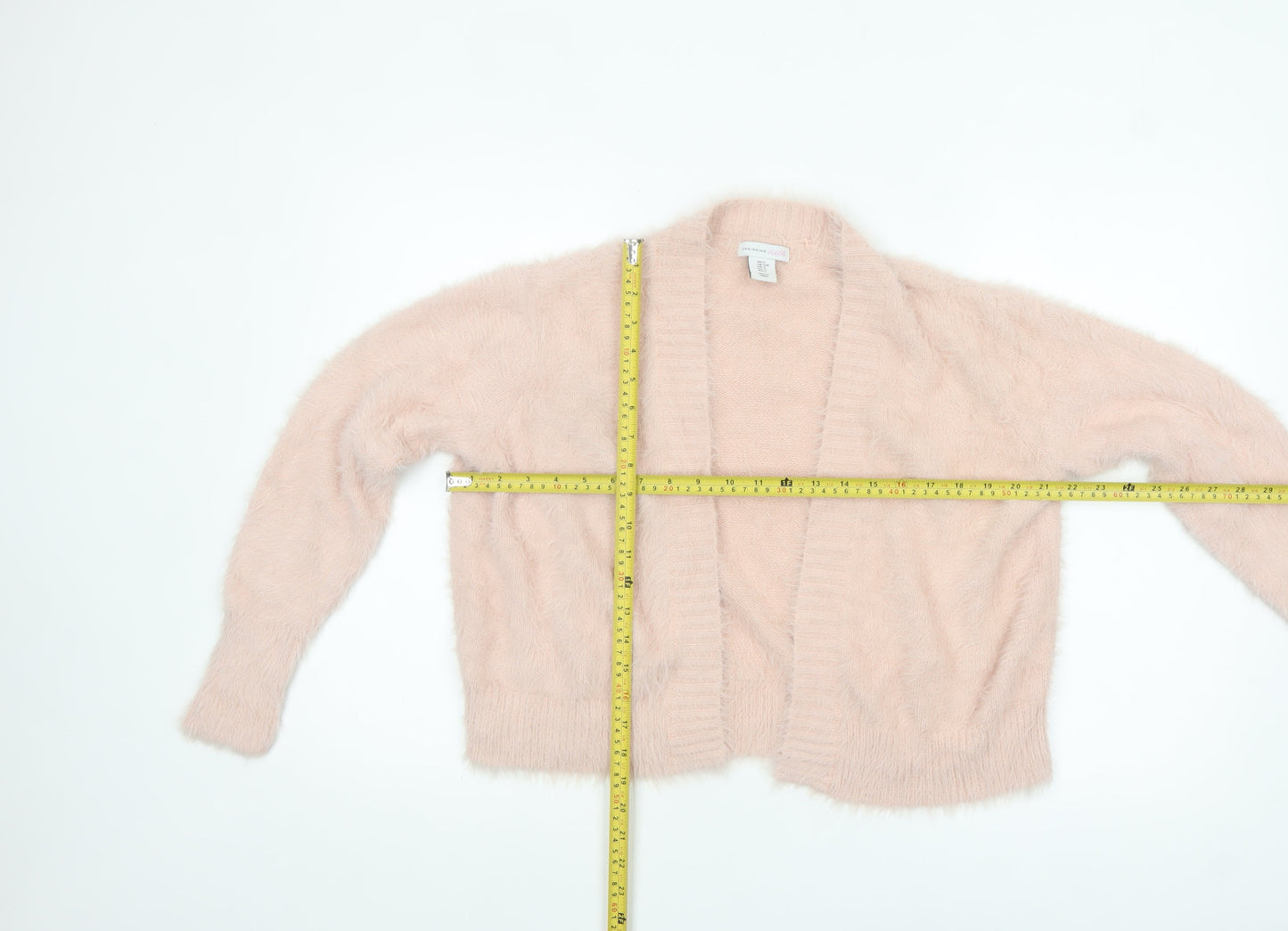 Shrinking Violet Womens Pink Fuzzy Knit Open Cardigan Size S