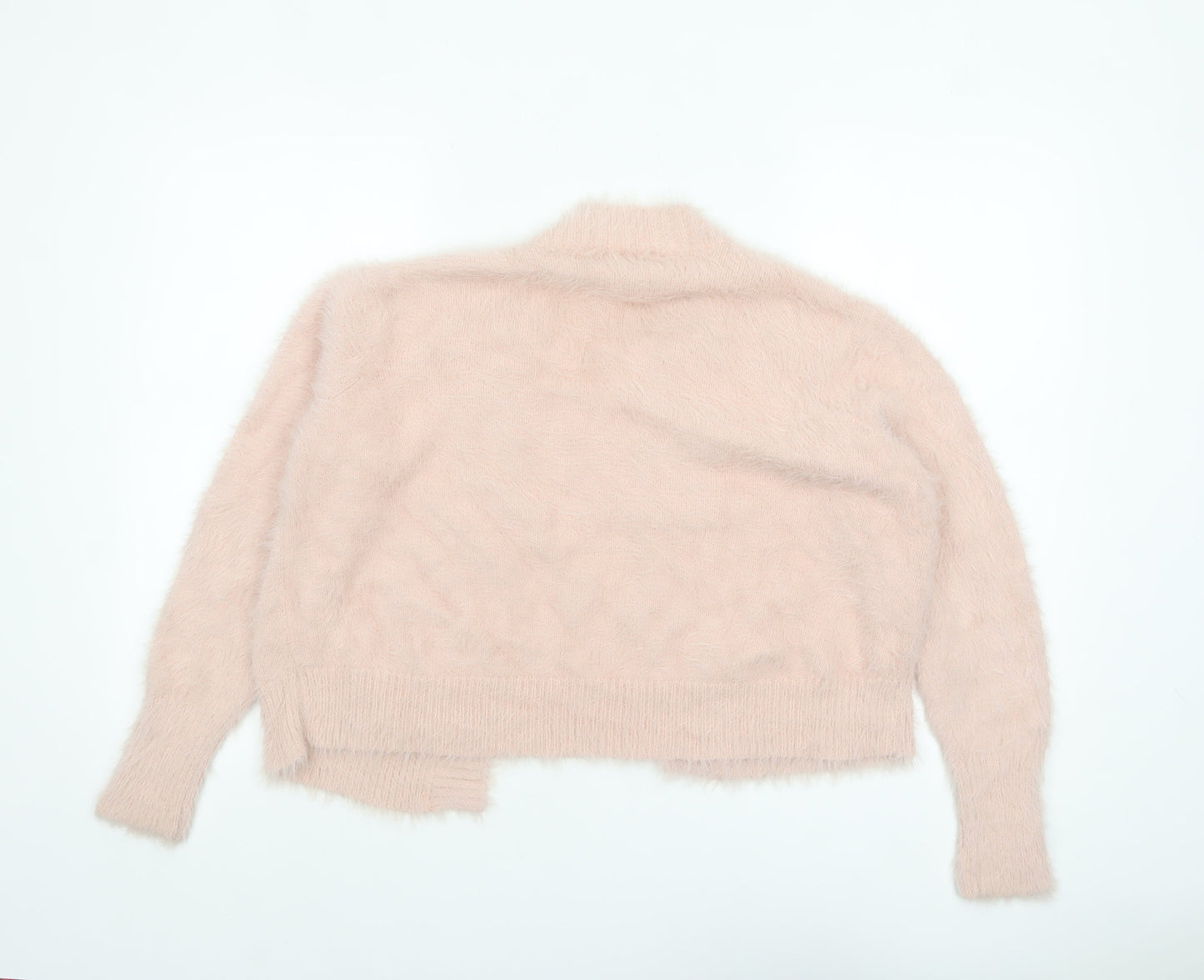 Shrinking Violet Womens Pink Fuzzy Knit Open Cardigan Size S