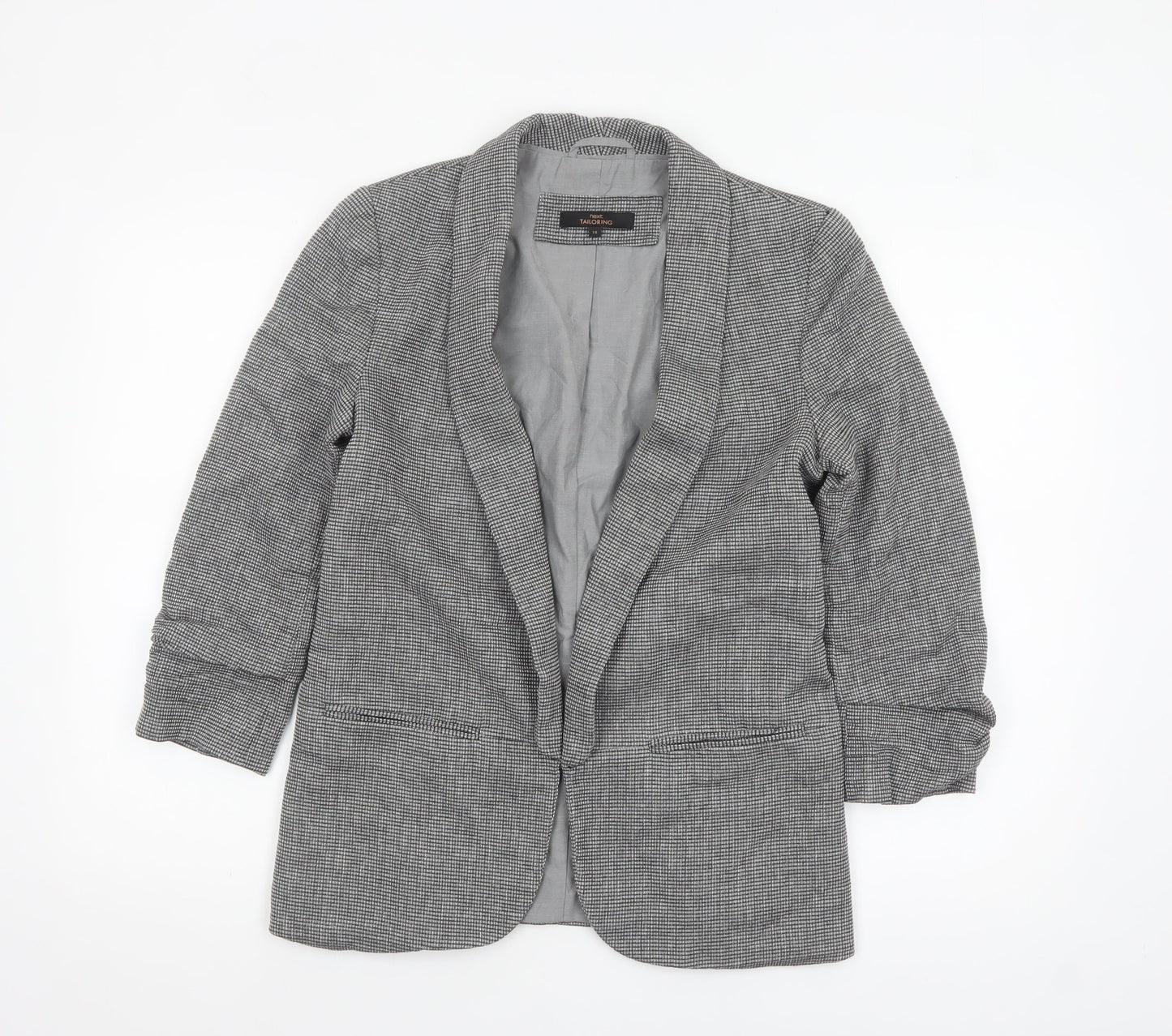 Next Women Grey Checked Blazer Jacket UK 10 Regular Fit