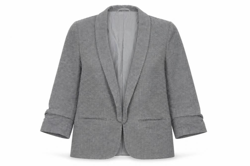Next Women Grey Checked Blazer Jacket UK 10 Regular Fit