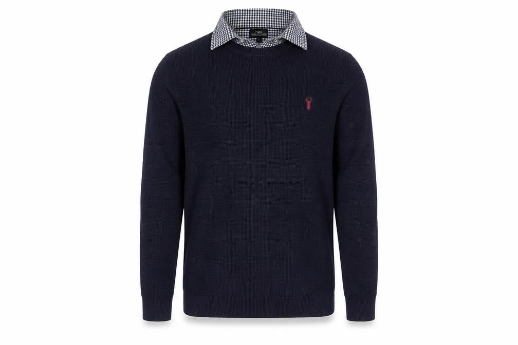 Next Mens Blue Collared Waffle-Knit Pullover Jumper Size L