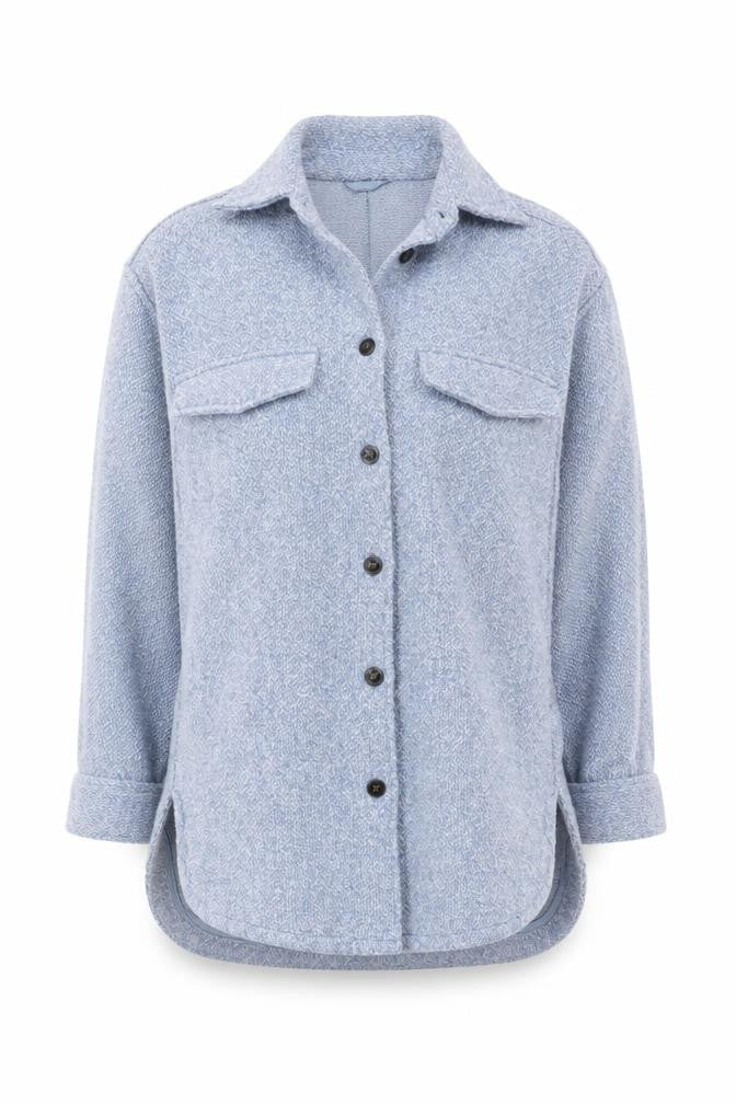 H&M Women Blue Tweed Mid-Length Shacket Jacket XS