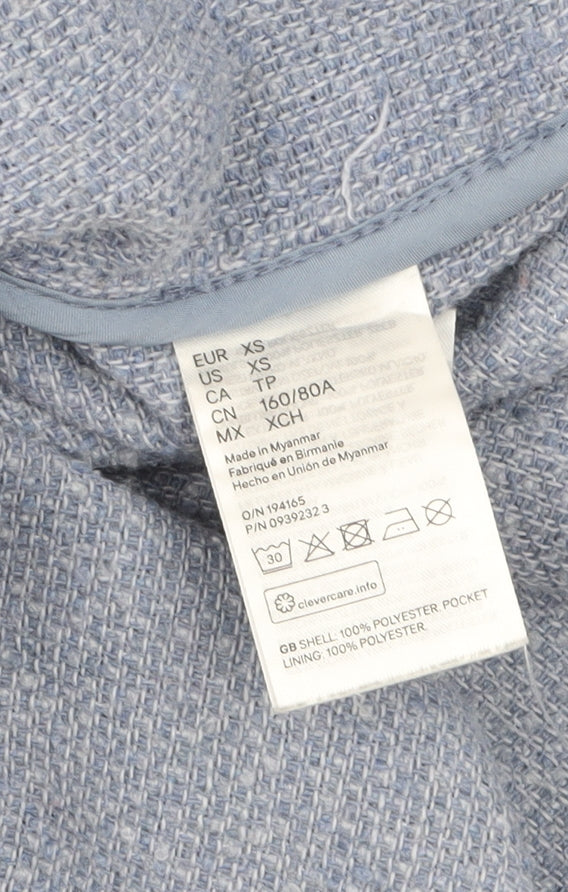 H&M Women Blue Tweed Mid-Length Shacket Jacket XS