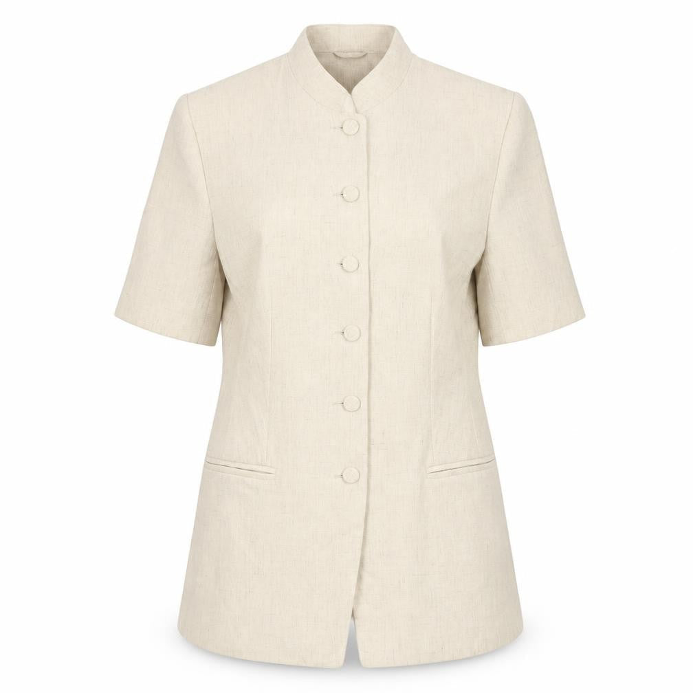 Richards Womens Beige Linen Blend Short Sleeve Suit Jacket Size 10