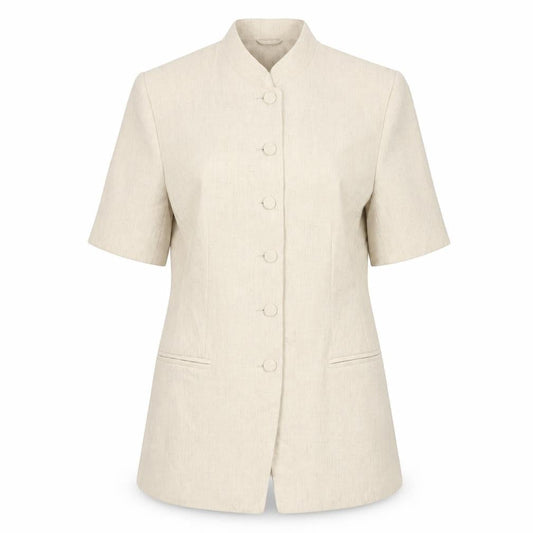 Richards Womens Beige Linen Blend Short Sleeve Suit Jacket Size 10