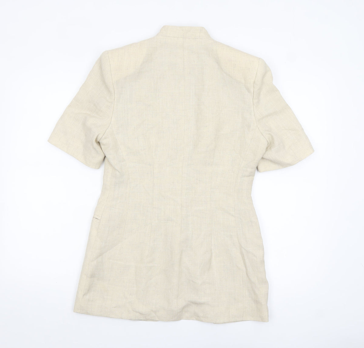Richards Womens Beige Linen Blend Short Sleeve Suit Jacket Size 10