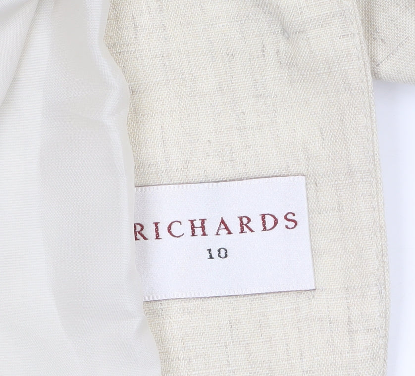 Richards Womens Beige Linen Blend Short Sleeve Suit Jacket Size 10