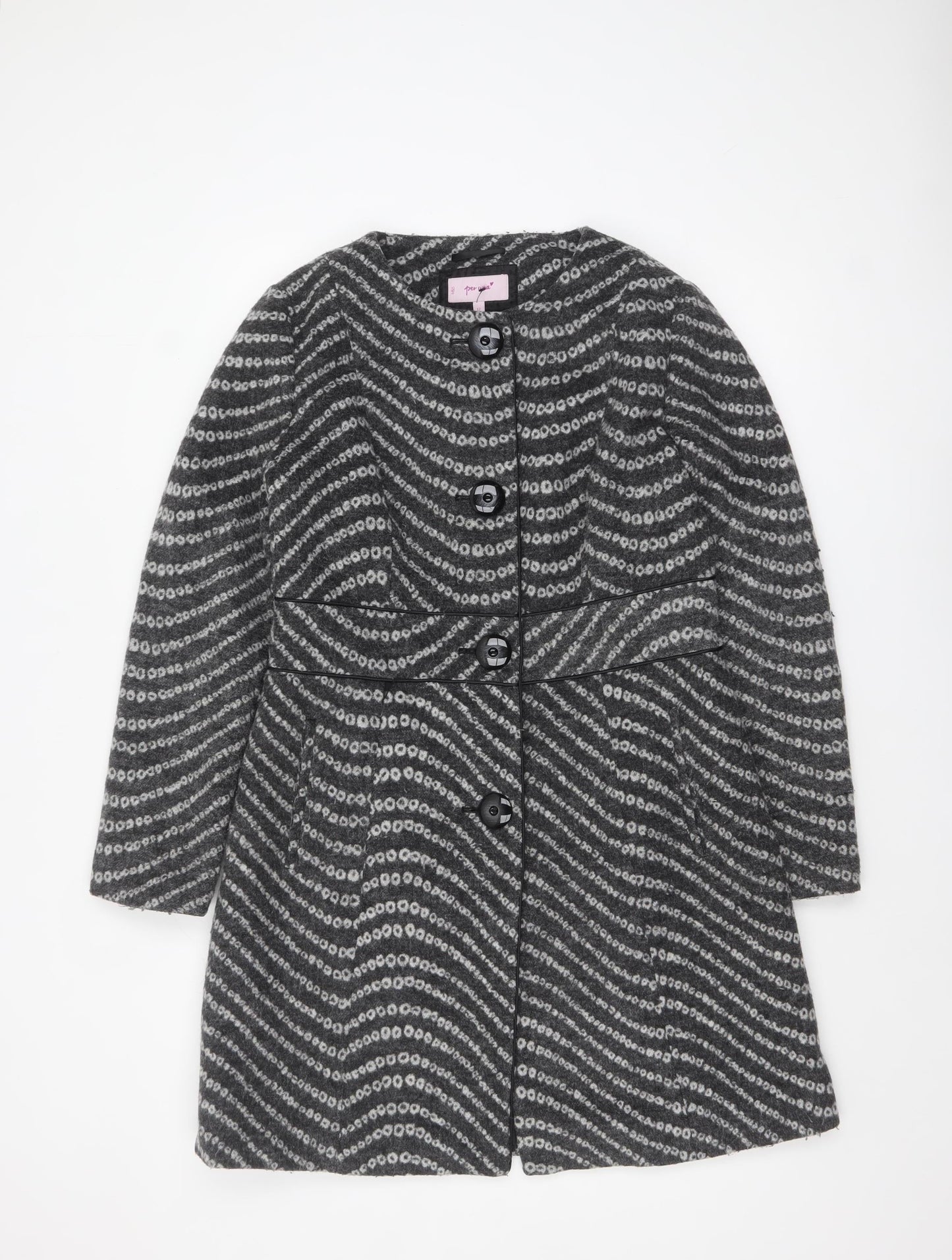 Marks and Spencer Per Una Women's Grey Wool Blend Mid-Length Coat Size 12