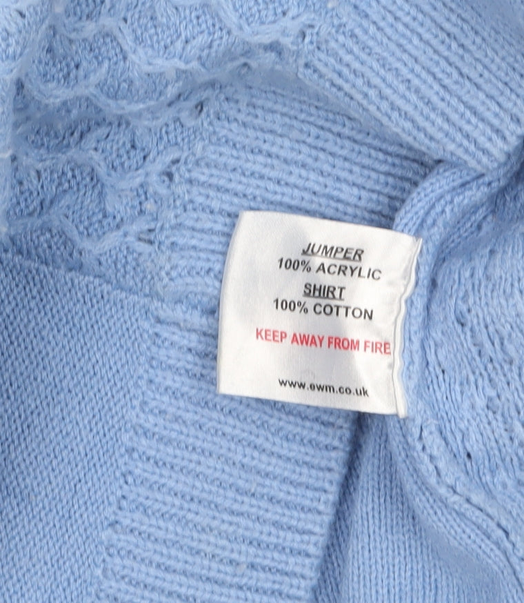ISLE Womens Blue Knit Pullover Jumper Size S 10-12 Crew Neck