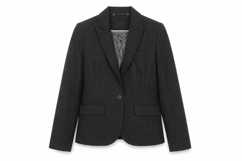Next Women Charcoal Grey Wool Blend Single-Breasted Blazer UK 12