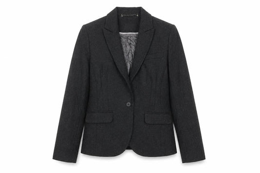 Next Women Charcoal Grey Wool Blend Single-Breasted Blazer UK 12