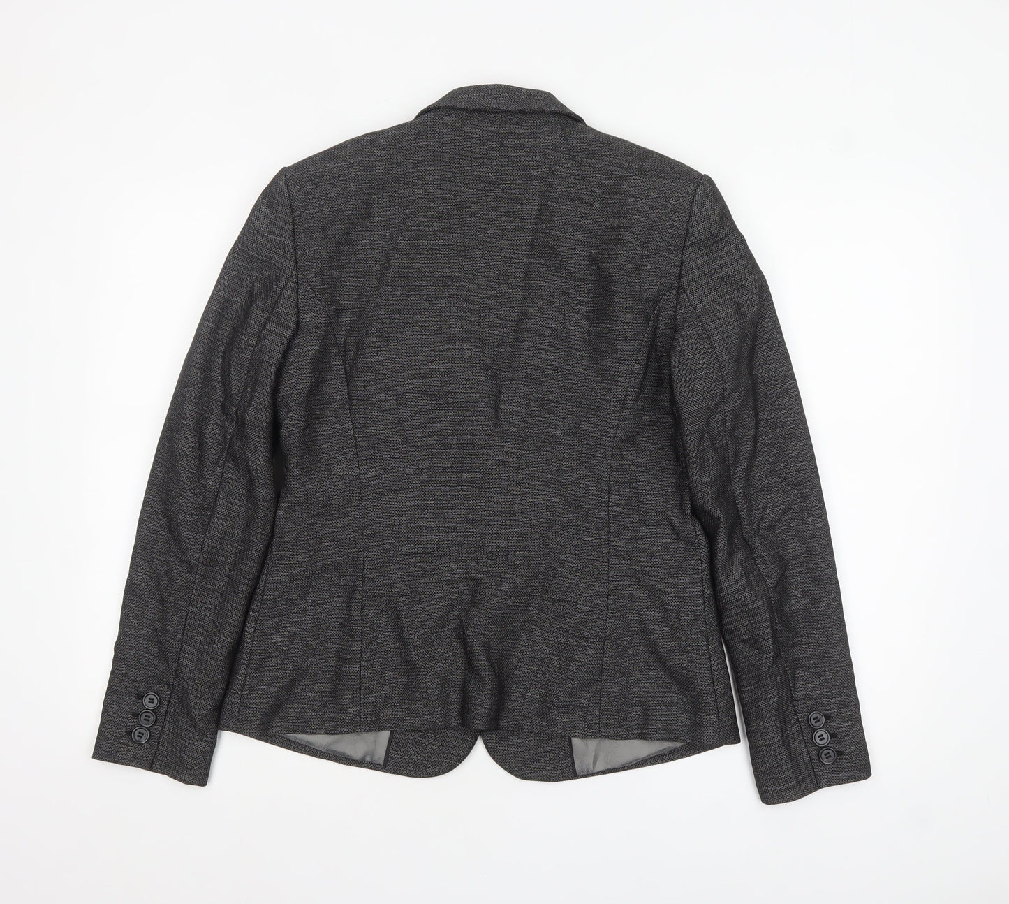 Next Women’s Grey Herringbone Blazer Size 12 Classic Single-Breasted Jacket