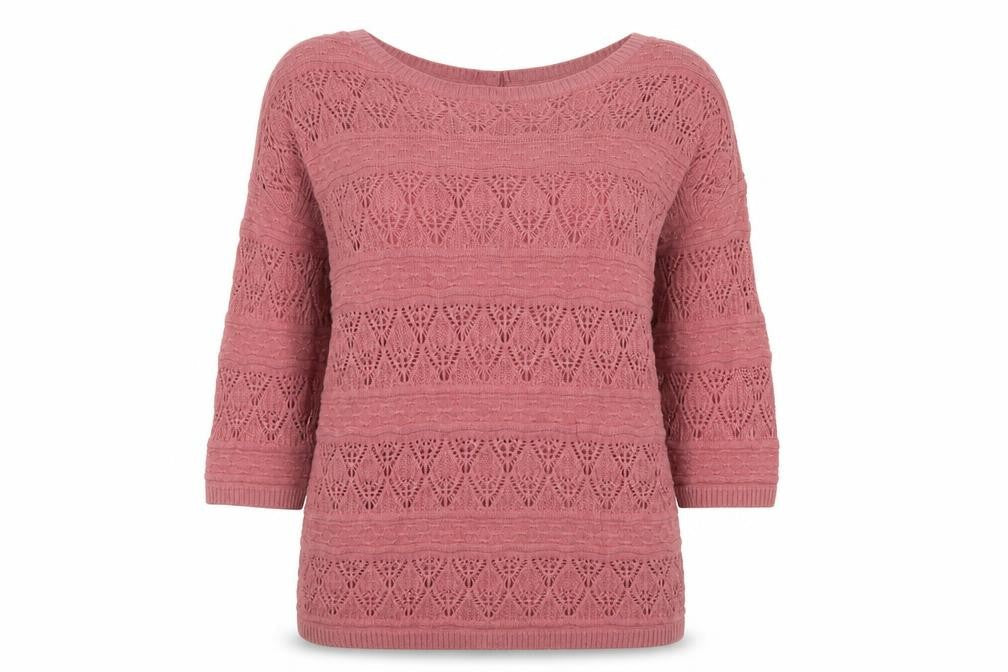 FatFace Women’s Pink Open Knit 3/4 Sleeve Cotton Cardigan Size 8