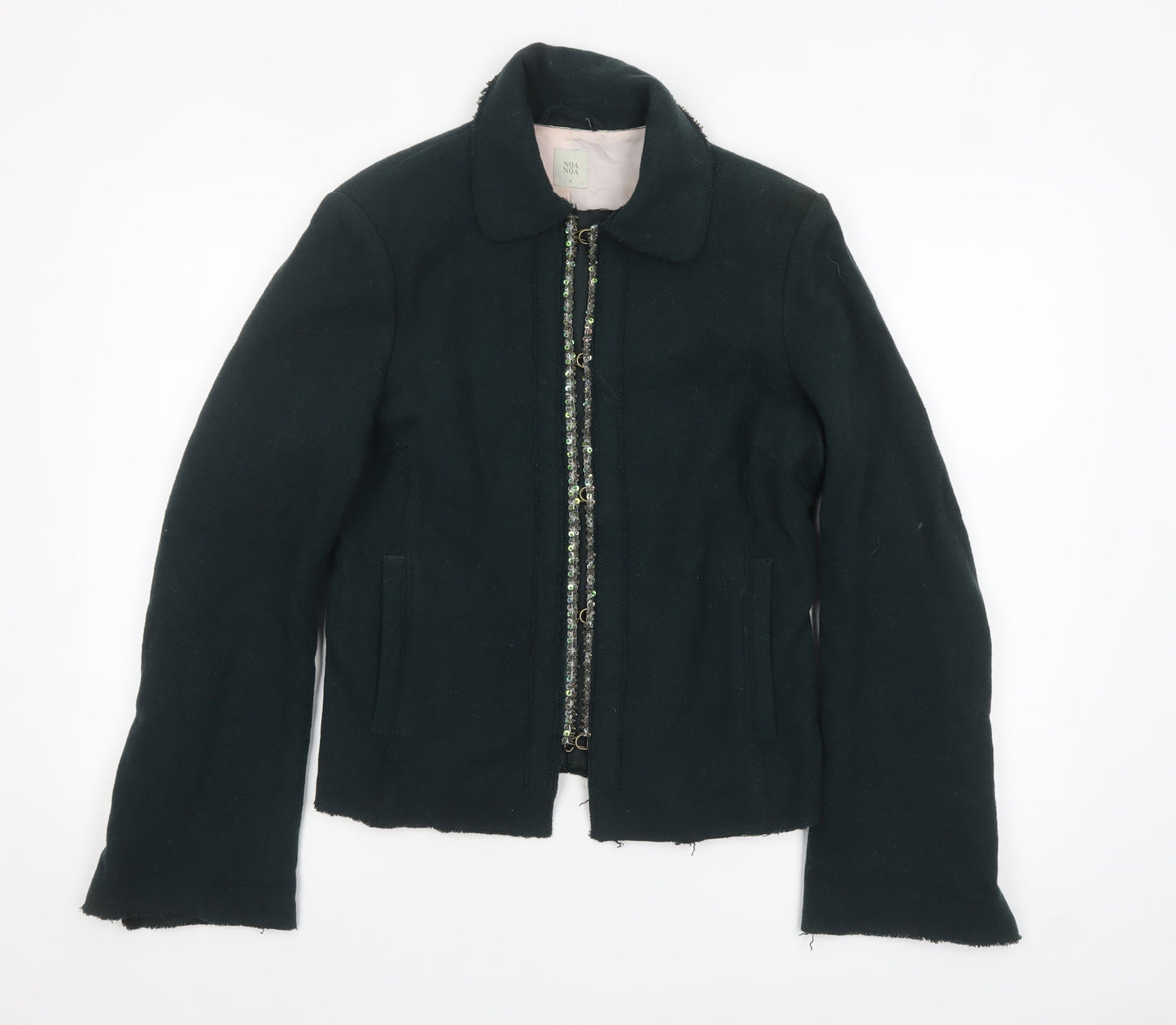 Noa Noa Women's Black Wool Beaded Short Jacket Size S