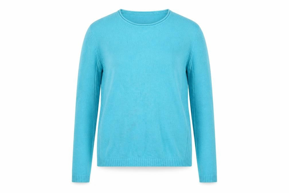 Isle Essentials Women Blue Wool Blend Crew Neck Jumper Size S 10-12