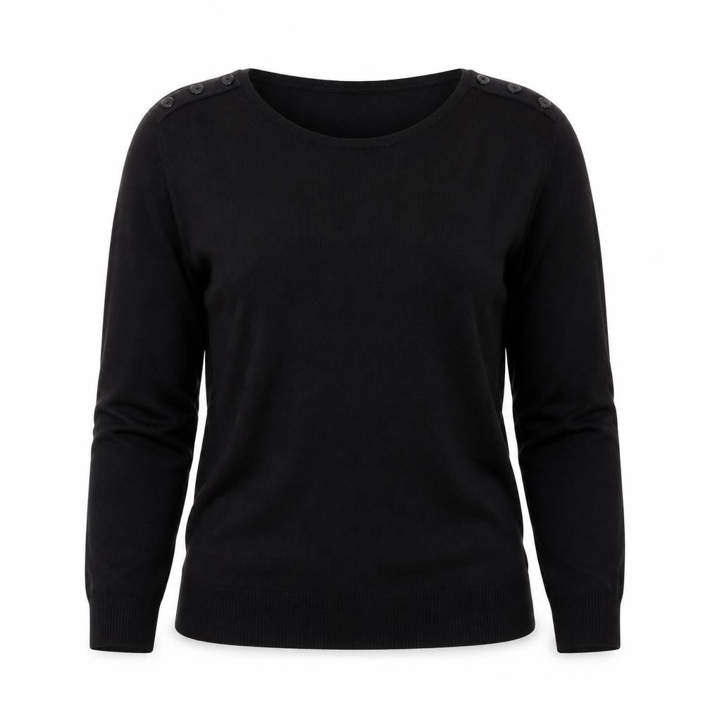 Debenhams Women’s Black Size 14 Button Shoulder Knit Jumper