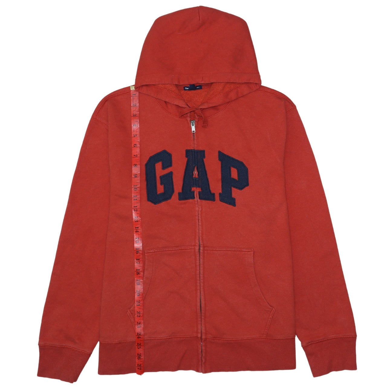 GAP Men's Red XL Full Zip Logo Hoodie Cotton Fleece Sweatshirt