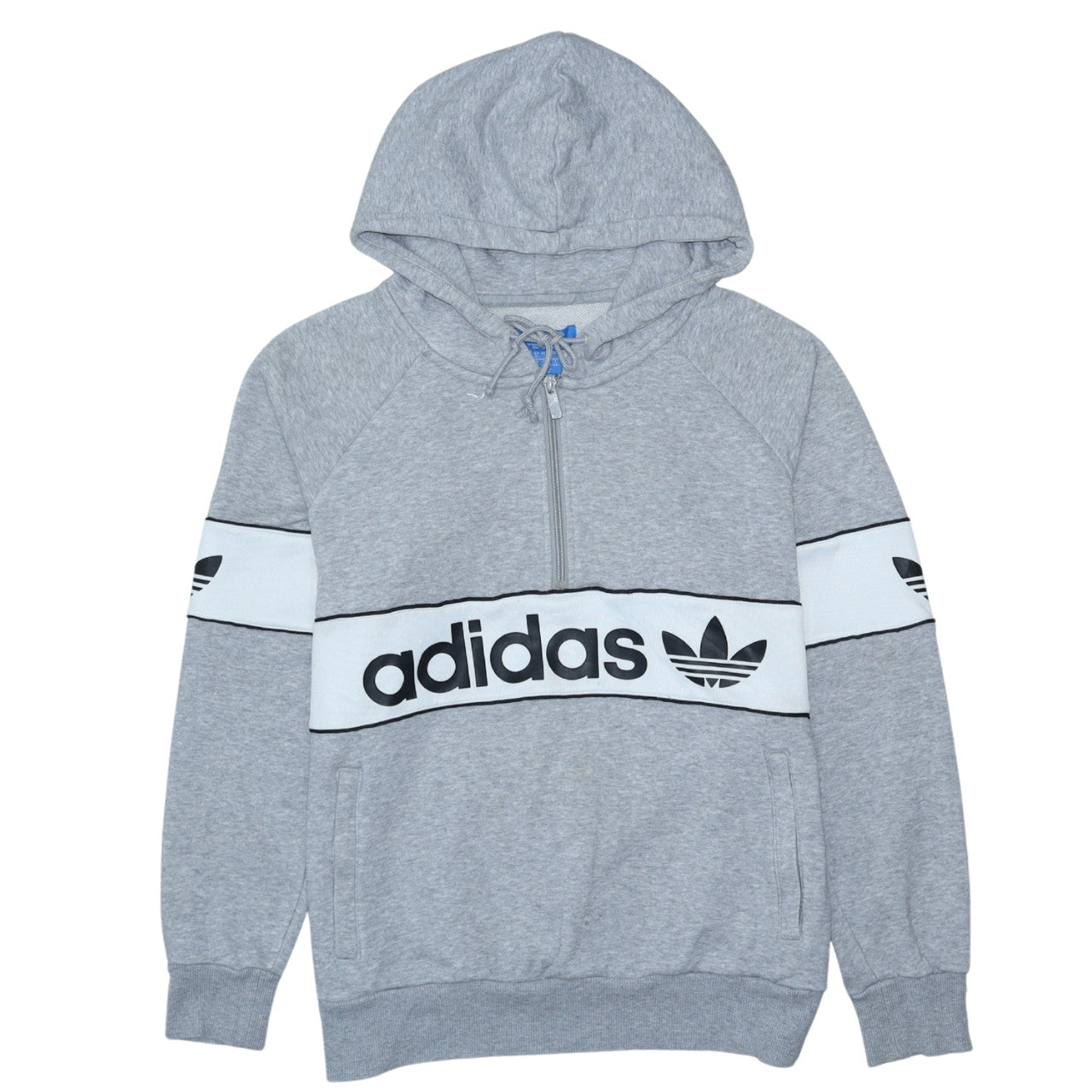 Adidas Womens Grey 1/2 Zip Hoodie Size 12 Classic Logo Pullover