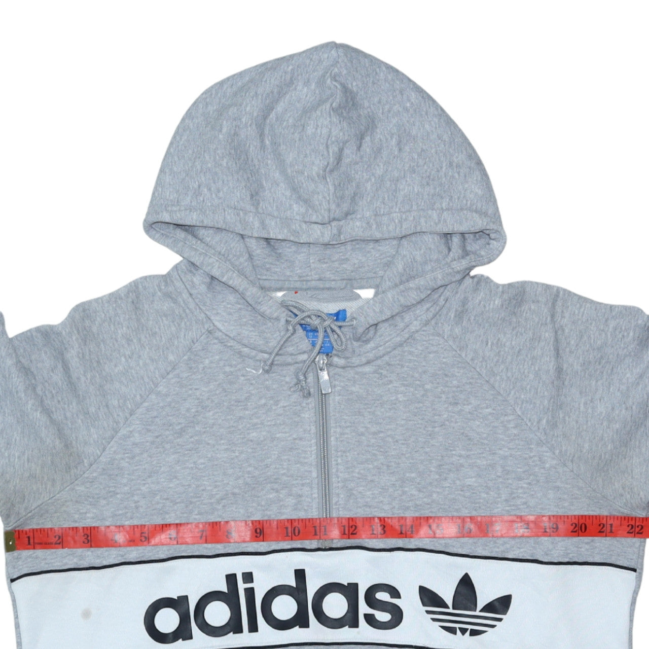 Adidas Womens Grey 1/2 Zip Hoodie Size 12 Classic Logo Pullover