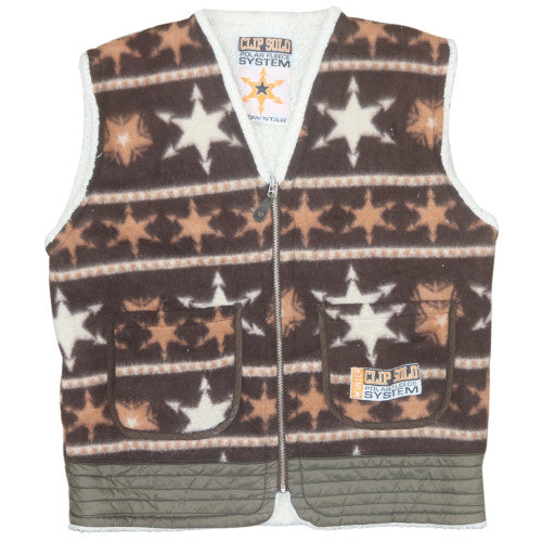 TU Women Brown Star Fleece Zip Waistcoat Size M Winter Lined