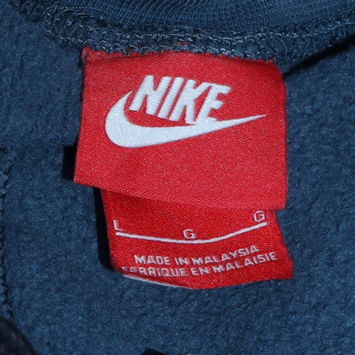 Nike Men Blue Jogger Sweatpants L Fleece Cotton Blend Drawstring Comfort