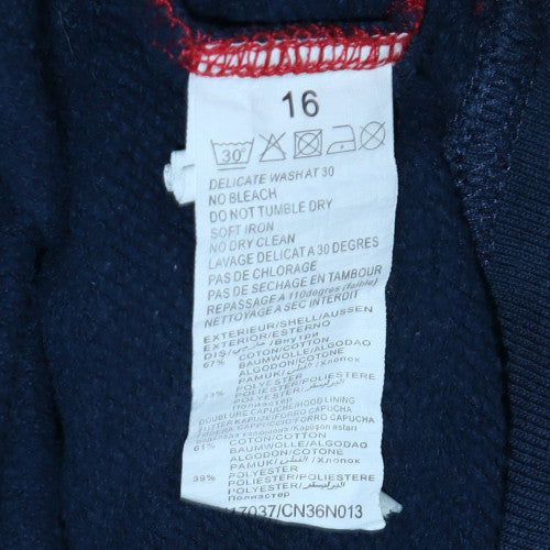 Levi’s Boys Red Blue White Full Zip Hoodie Size 16 Colourblock Cotton Blend