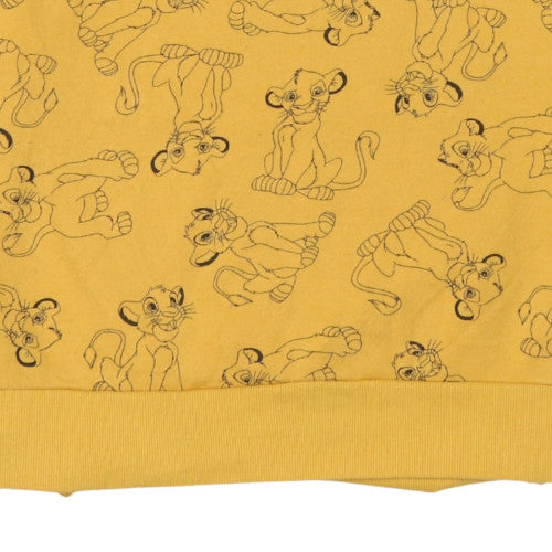 Disney Women Yellow Sweatshirt Simba Print Size M 12/14 Crew Neck Pullover