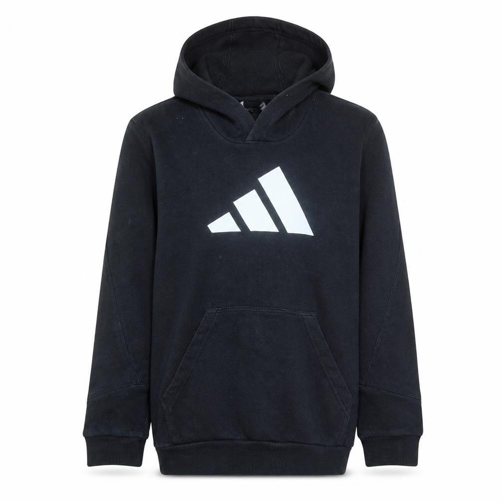 Adidas Boys Black Hoodie Pullover Fleece Size 164 Regular Fit