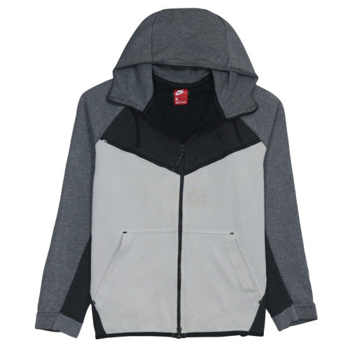 Nike Men's Grey Full Zip Hoodie L Sports Jersey Cotton Blend