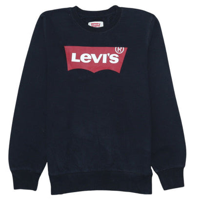 Additional front view of Levi's boys’ black crew neck pullover sweatshirt 16 years cotton blend