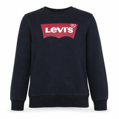 Front view of Levi's boys’ black crew neck pullover sweatshirt 16 years cotton blend
