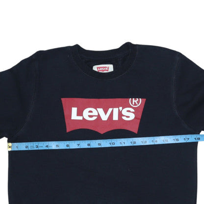 Back view of Levi's boys’ black crew neck pullover sweatshirt 16 years cotton blend