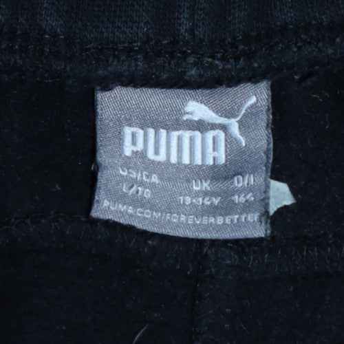 Puma Boys Black Jogger Sweatpants 13-14 Years Elastic Waist Pockets