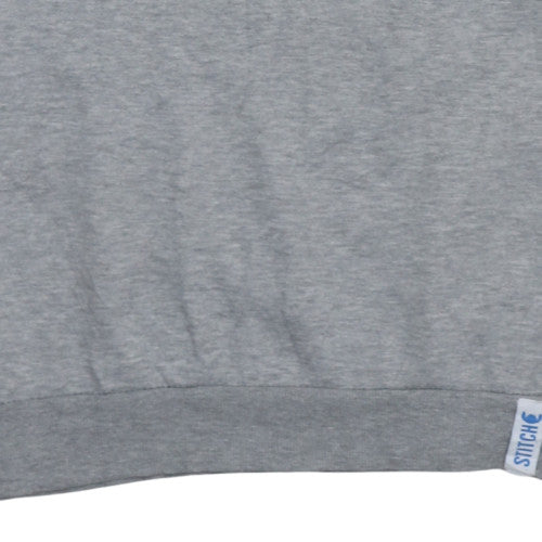 Disney Womens Grey Stitch Sweatshirt L 14/16 Pullover Long Sleeve