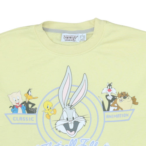 Looney Tunes Women's Yellow Crew Neck Pullover Sweatshirt Size M 12/14