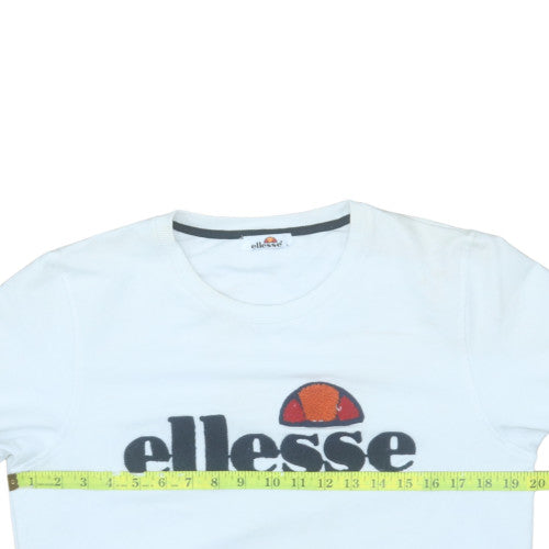Ellesse Mens White Crew Neck Pullover Sweatshirt L