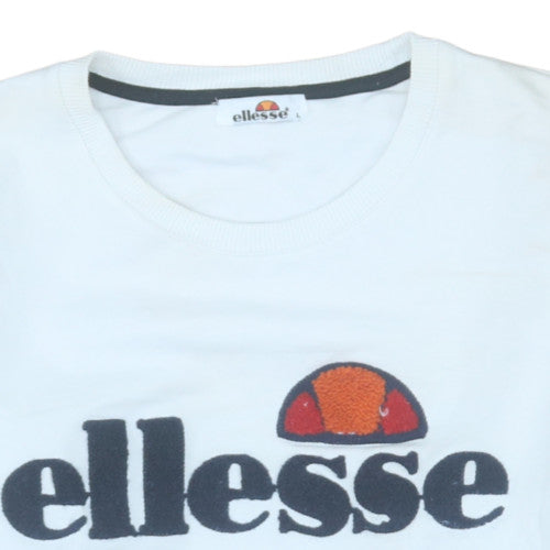 Ellesse Mens White Crew Neck Pullover Sweatshirt L