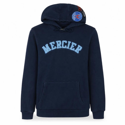 Mercier Men’s Blue Pullover Hoodie S Embroidered Logo Fleece