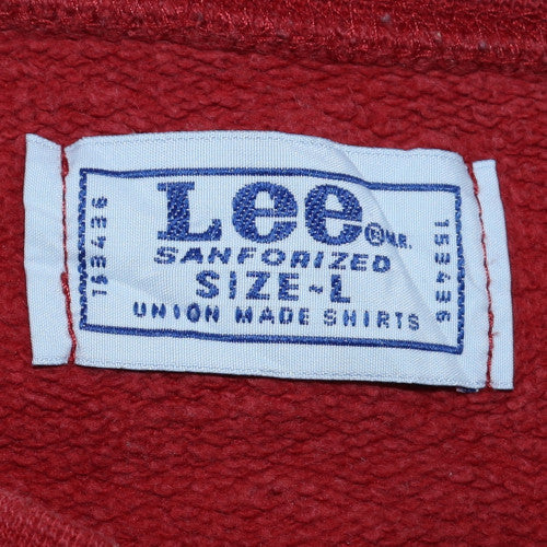 Lee Mens Red Crew Neck Pullover Fleece Sweatshirt L Vintage