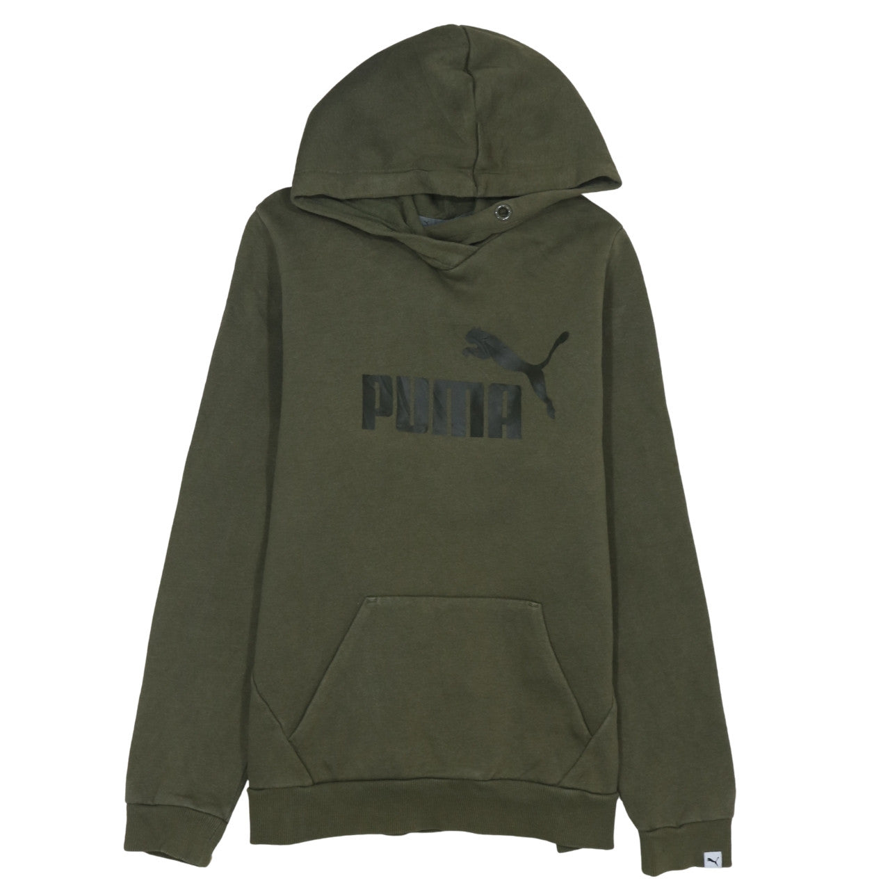 Puma Womens Green Pullover Hoodie Size 14 Logo Print Casual