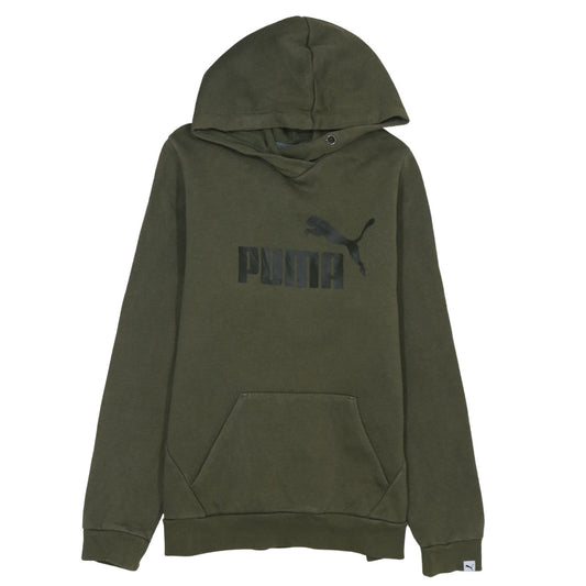 Puma Womens Green Pullover Hoodie Size 14 Logo Print Casual